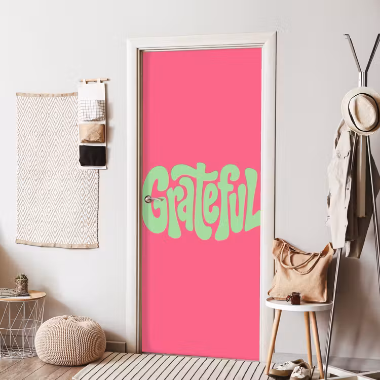 Deursticker - Grateful - Groen - Grafisch - Vloeiend — 8