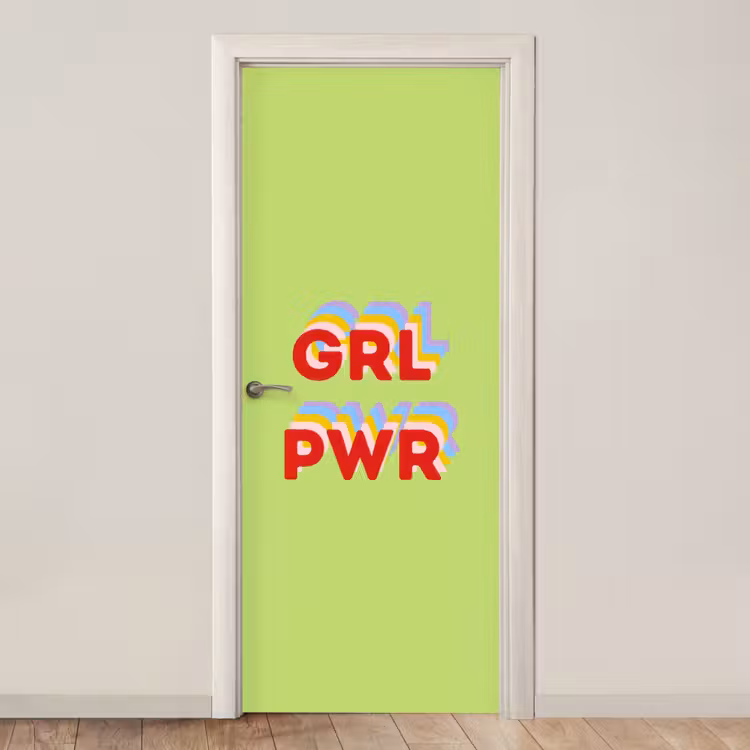 Deursticker - Grl pwr - Groen - Rood - 3D — 1