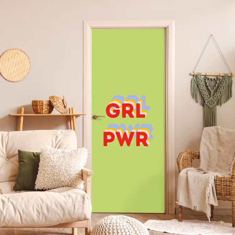 Deursticker - Grl pwr - Groen - Rood - 3D — 4