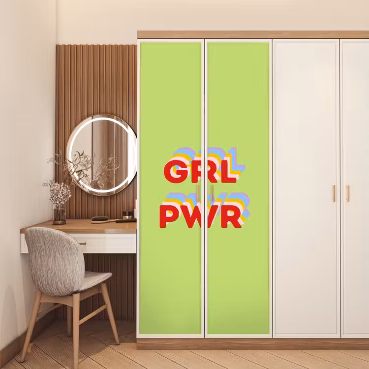 Deursticker - Grl pwr - Groen - Rood - 3D — 5