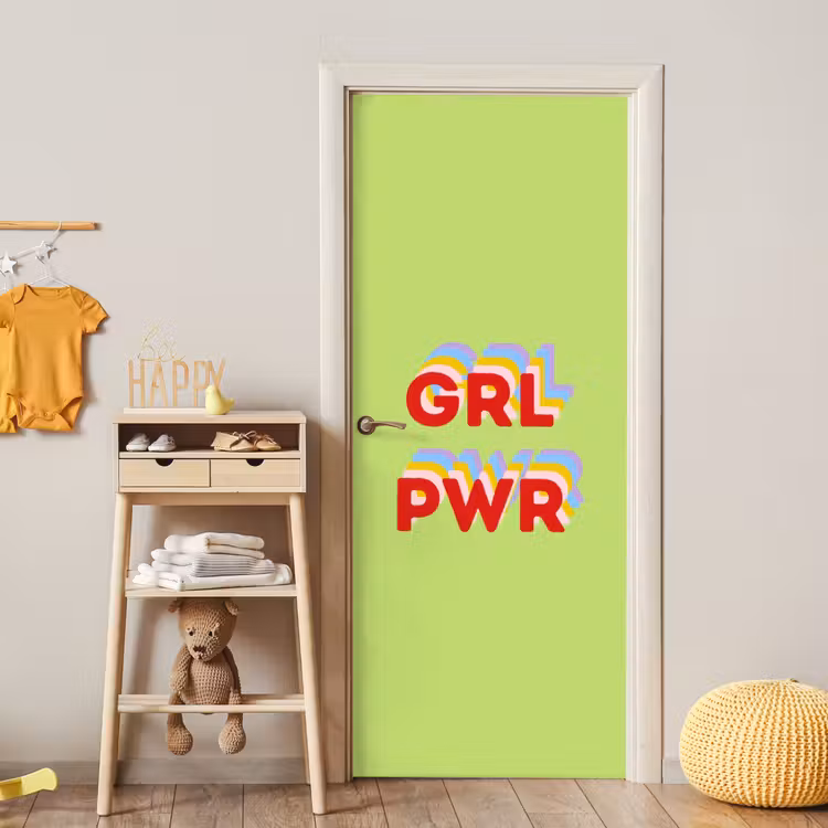 Deursticker - Grl pwr - Groen - Rood - 3D — 6