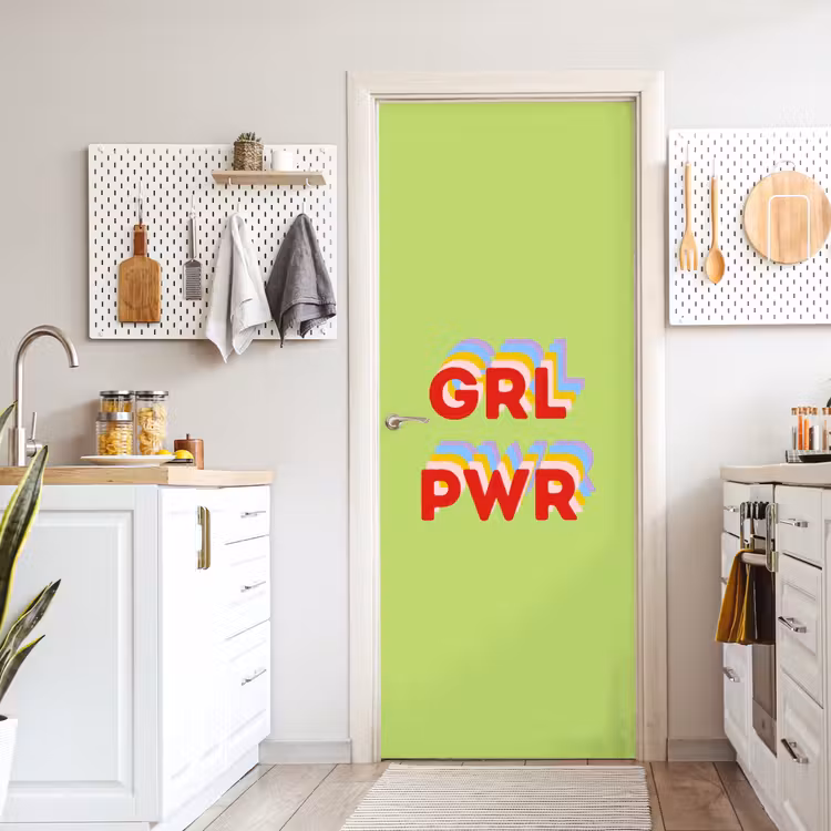 Deursticker - Grl pwr - Groen - Rood - 3D — 7