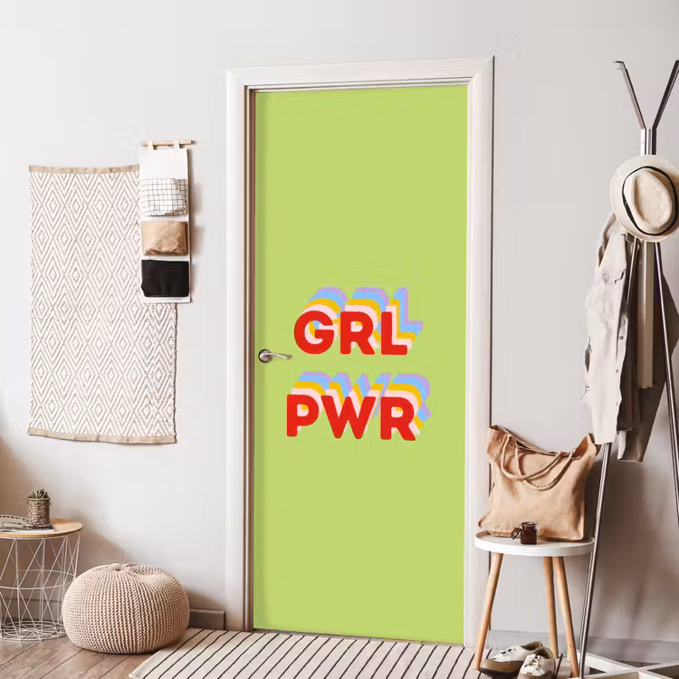 Deursticker - Grl pwr - Groen - Rood - 3D — 8