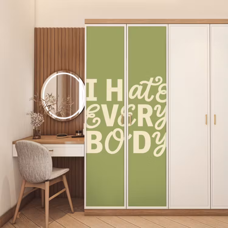 Deursticker - I hate everybody - Groen - Retro — 5