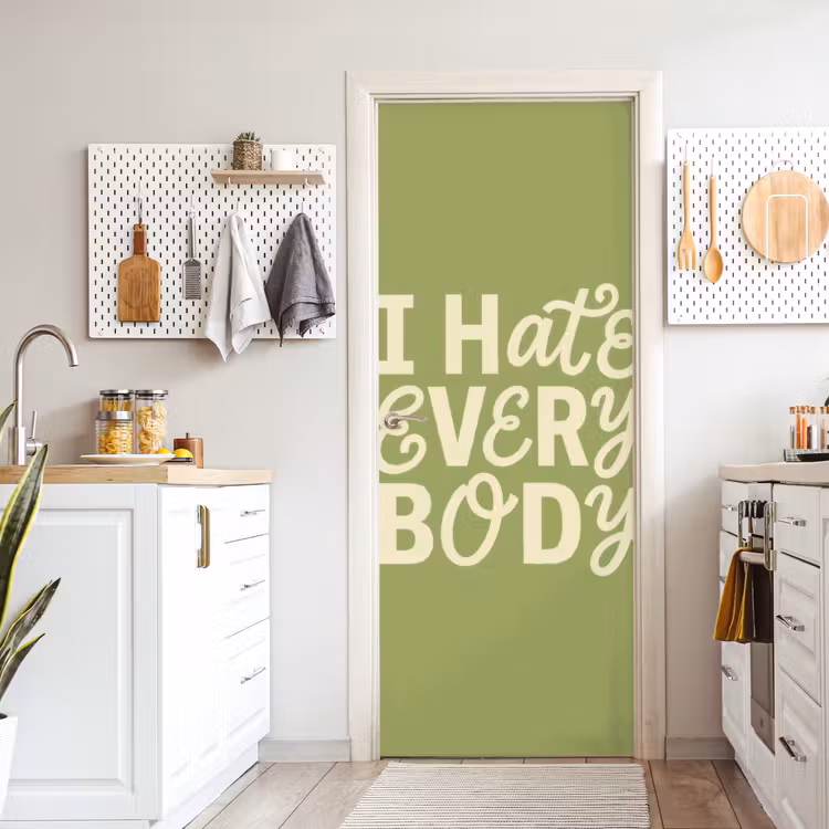 Deursticker - I hate everybody - Groen - Retro — 7
