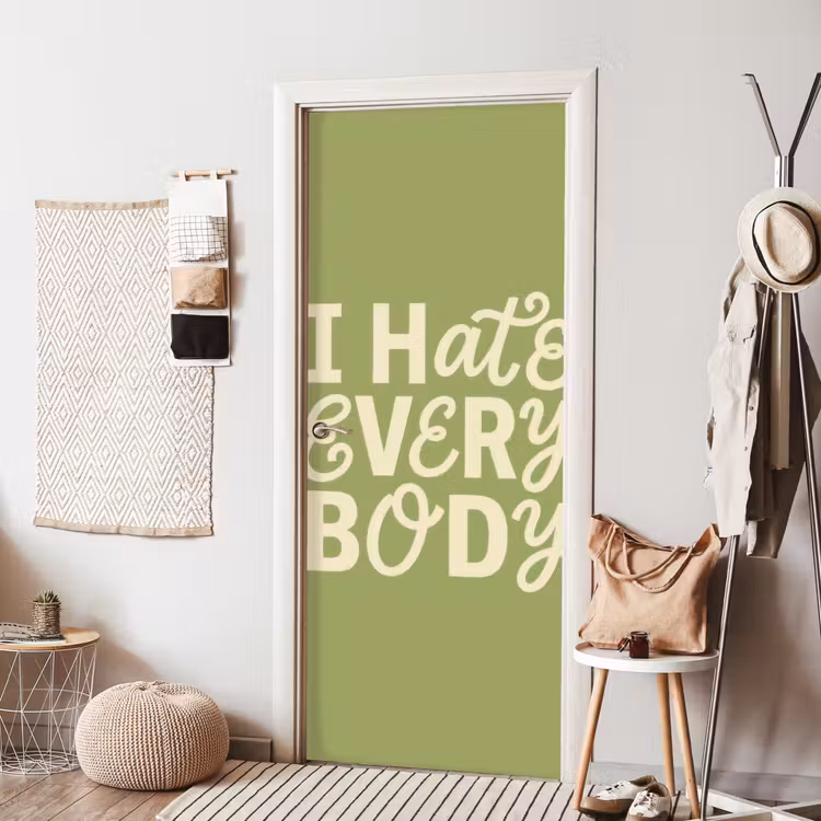 Deursticker - I hate everybody - Groen - Retro — 8