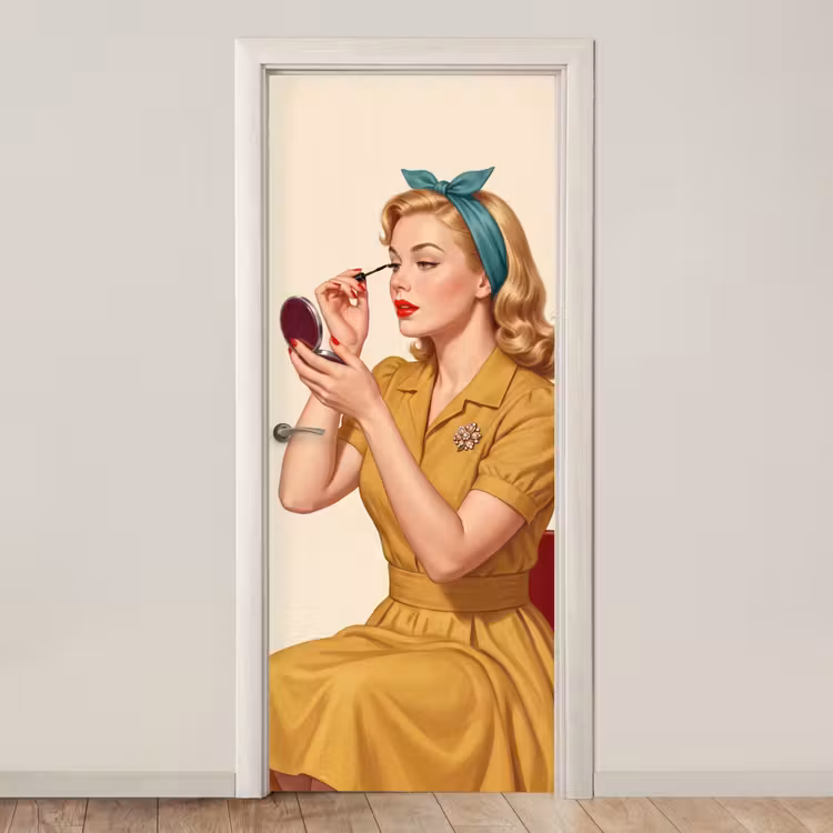 Deursticker - Illustratie - Mascara - Vrouw - Geel — 1