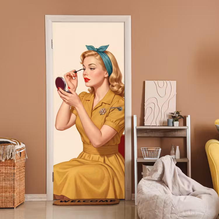 Deursticker - Illustratie - Mascara - Vrouw - Geel — 2