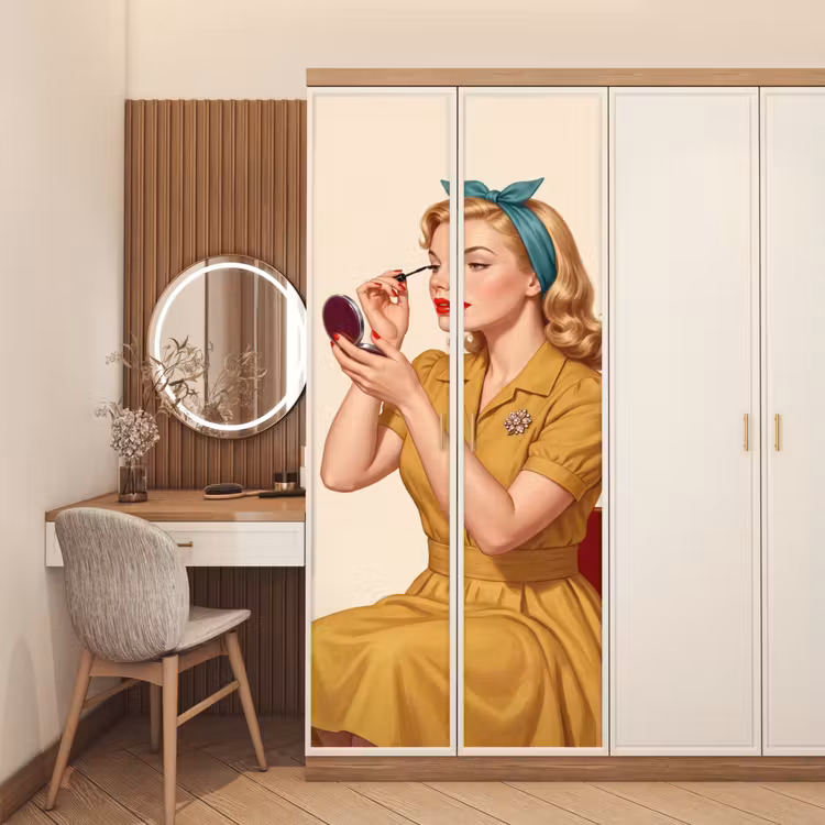 Deursticker - Illustratie - Mascara - Vrouw - Geel — 5