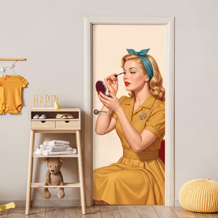 Deursticker - Illustratie - Mascara - Vrouw - Geel — 6