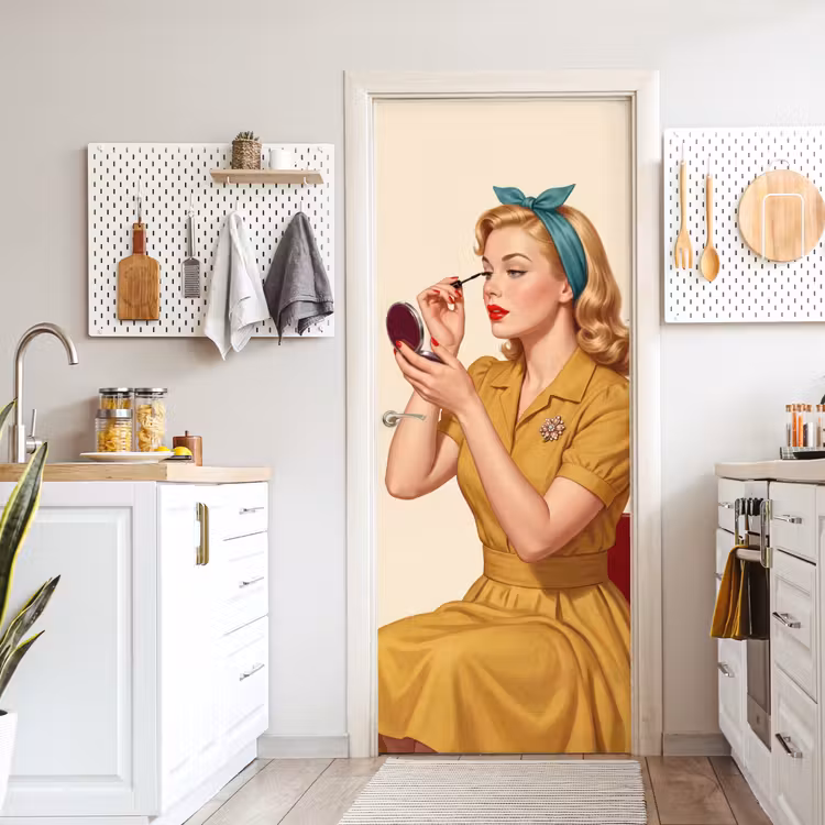 Deursticker - Illustratie - Mascara - Vrouw - Geel — 7