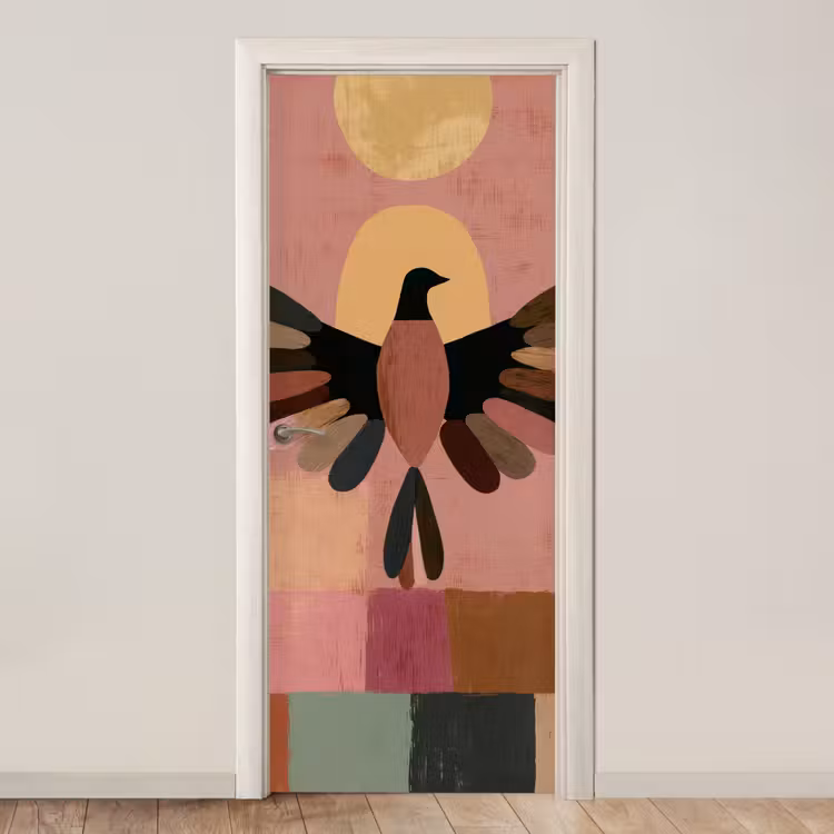 Deursticker - Illustratie - Vogel - Vlakken - Kleurrijk — 1