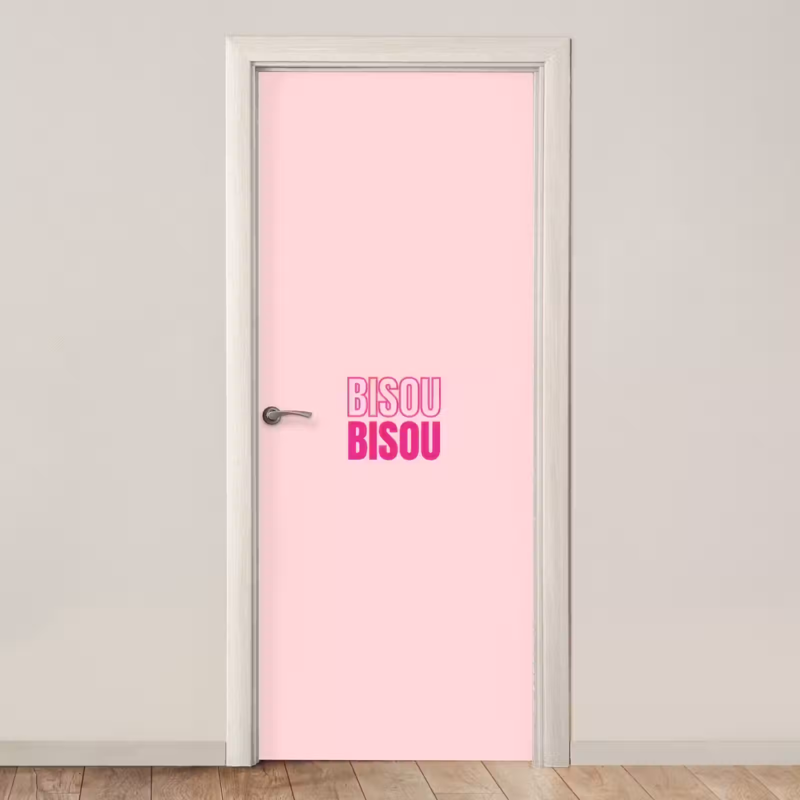 Deursticker - Bisou - Roze - Minimalistisch — 1