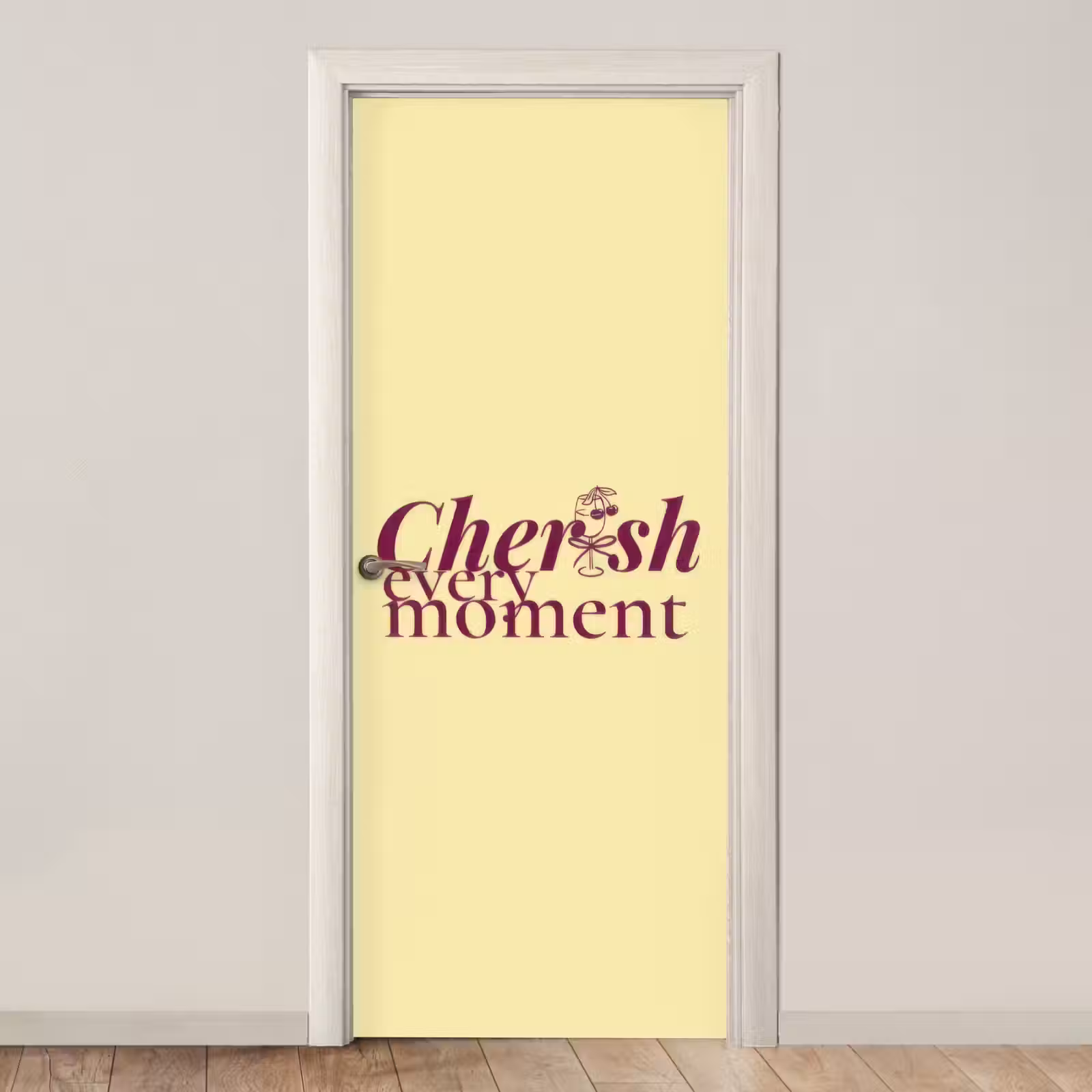 Deursticker - Cherish every moment - Cocktailglas - Geel — 1
