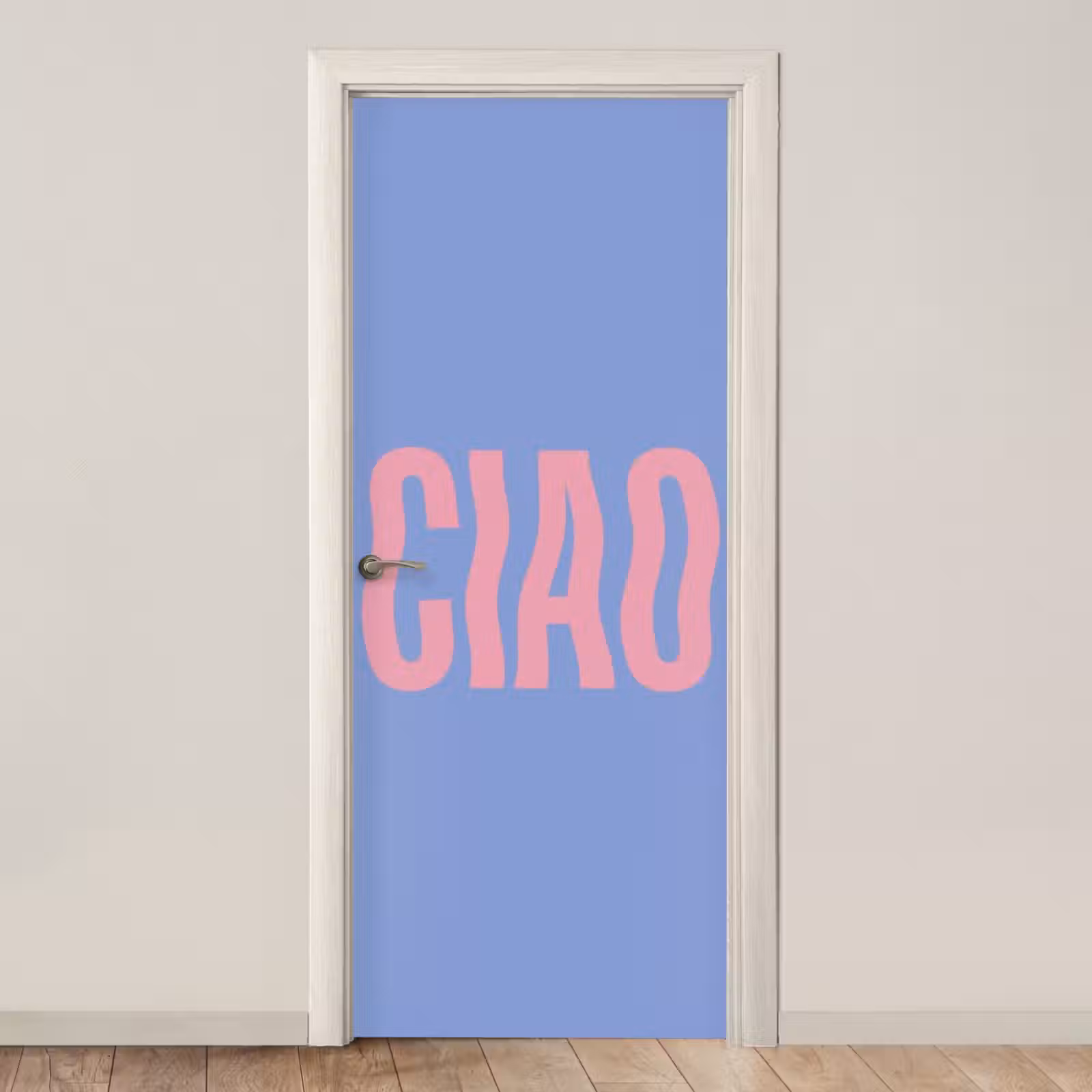 Deursticker - Ciao - Roze - Blauw - Golvend — 1