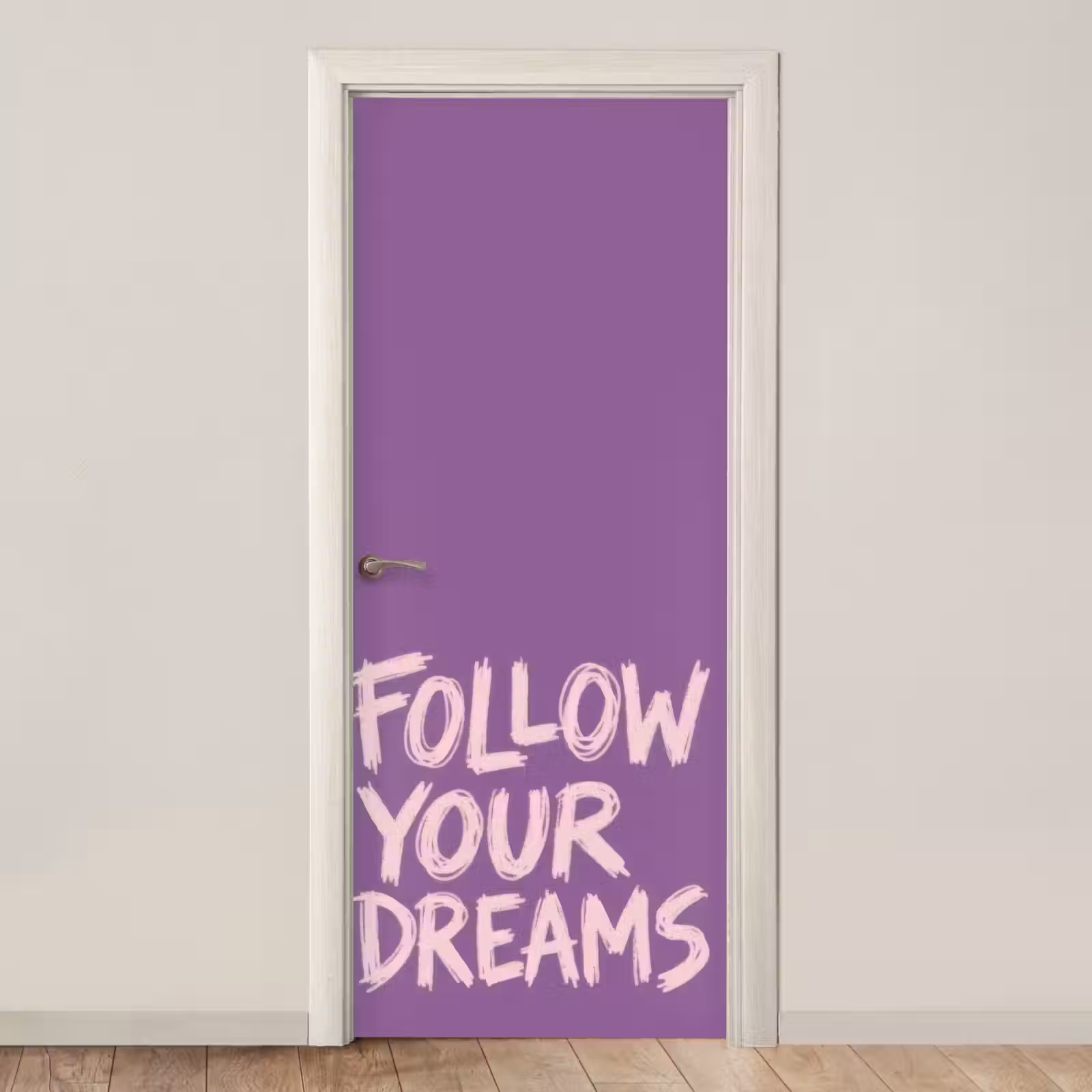 Deursticker - Follow your dreams - Paars - Penseeltextuur — 1