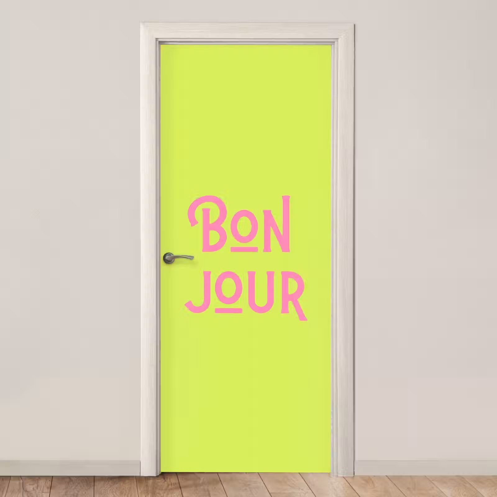 Deursticker - Groen - Roze bonjour - art-deco — 1