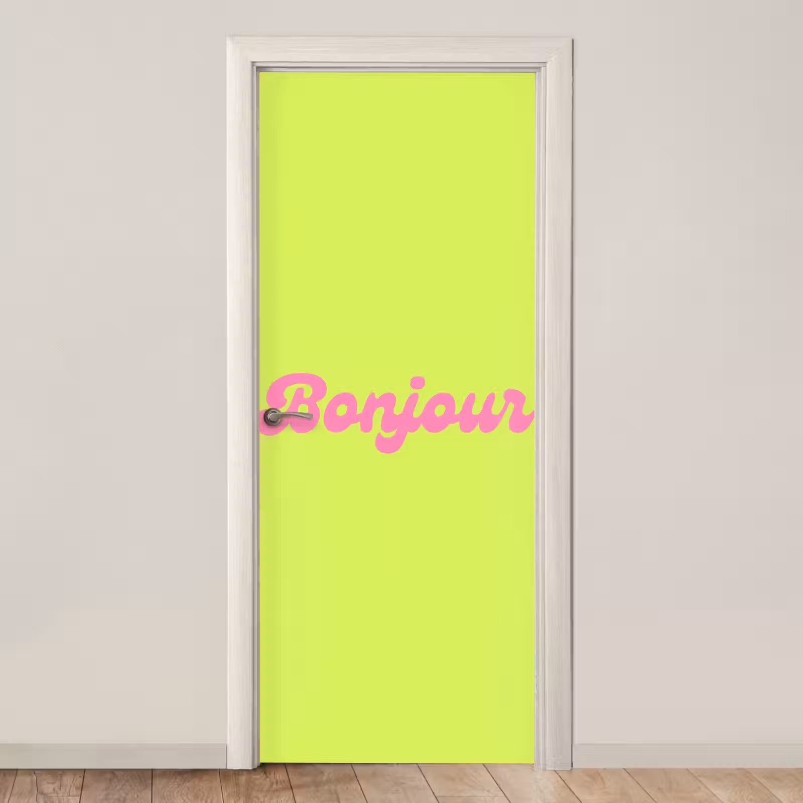 Deursticker - Groen - Roze bonjour - Retro — 1