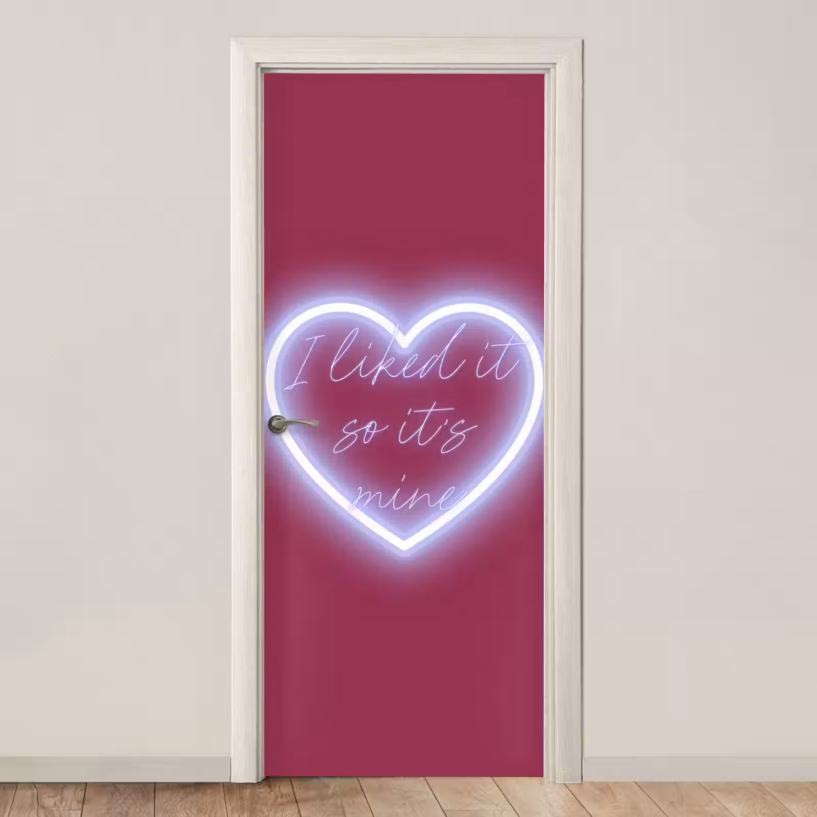 Deursticker - I liked it so it's mine - Neon hart - Roze — 1
