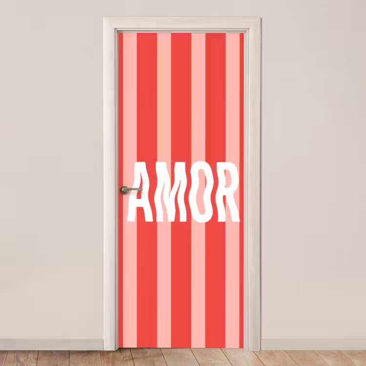 Deursticker - Amor - Strepen - Rood - Roze — 1