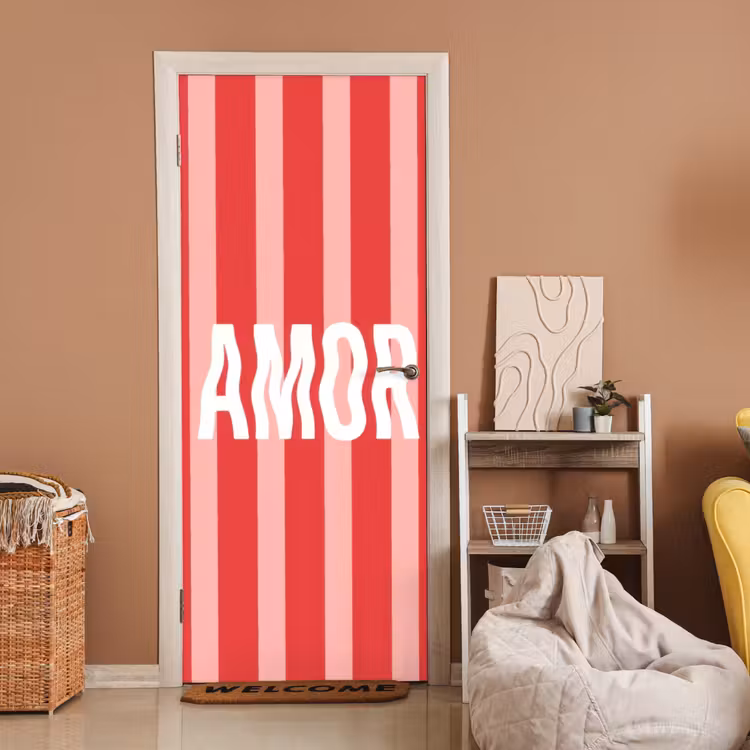 Deursticker - Amor - Strepen - Rood - Roze — 2