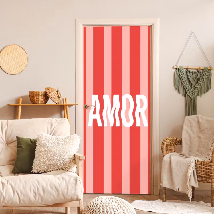 Deursticker - Amor - Strepen - Rood - Roze — 4