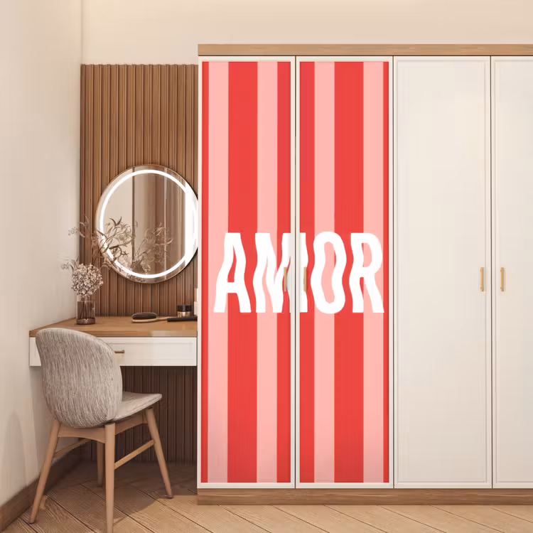 Deursticker - Amor - Strepen - Rood - Roze — 5