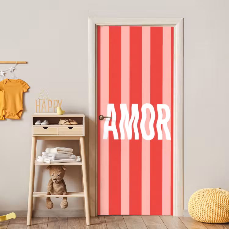 Deursticker - Amor - Strepen - Rood - Roze — 6