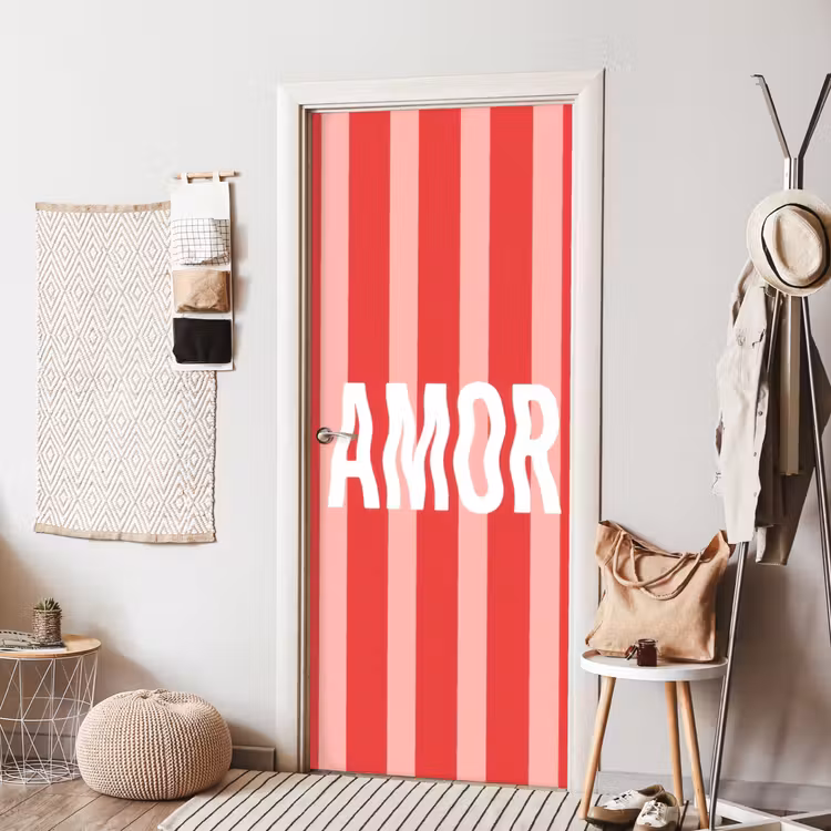 Deursticker - Amor - Strepen - Rood - Roze — 8