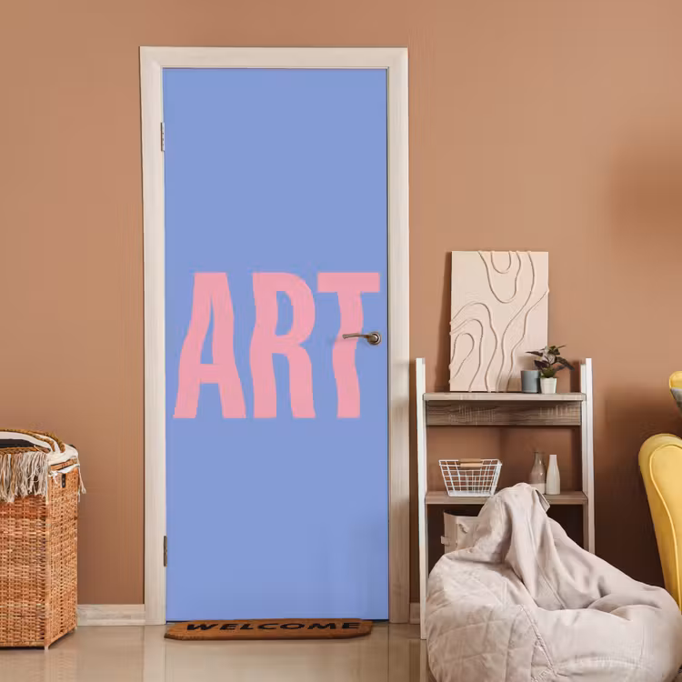 Deursticker - Art - Roze - Blauw — 2