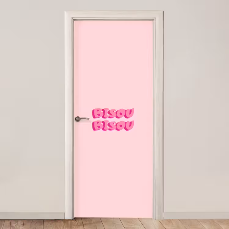 Deursticker - Bisou - Roze - Dikke letters — 1