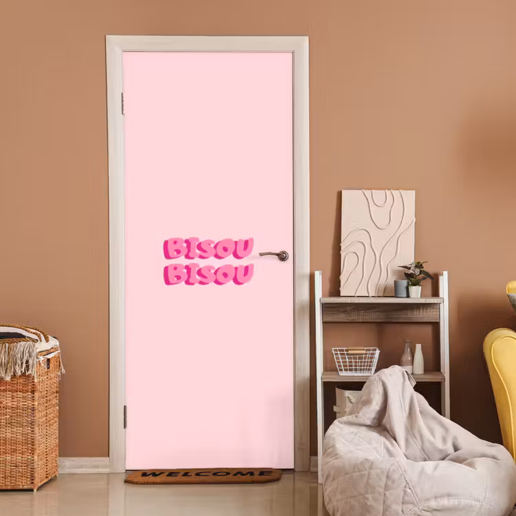 Deursticker - Bisou - Roze - Dikke letters — 2