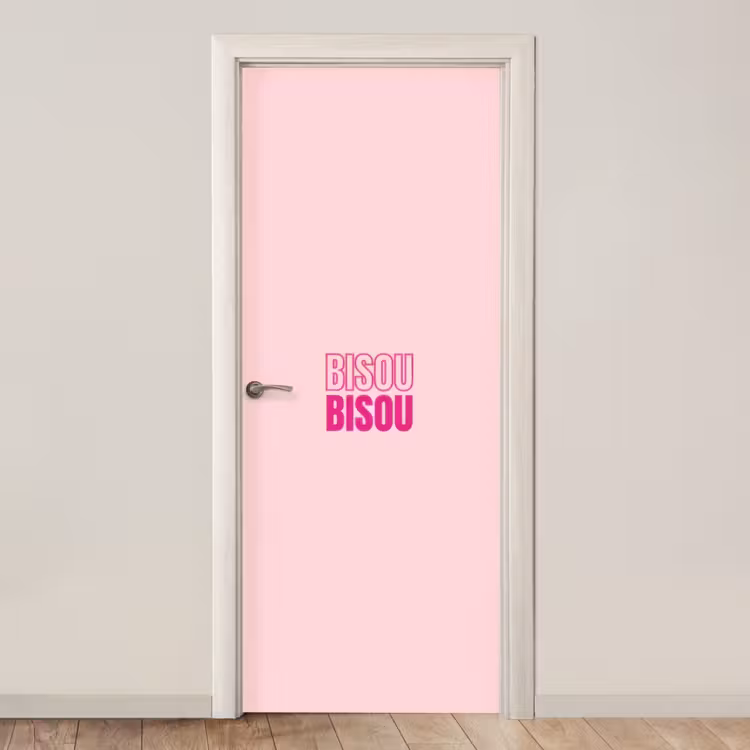 Deursticker - Bisou - Roze - Minimalistisch — 1