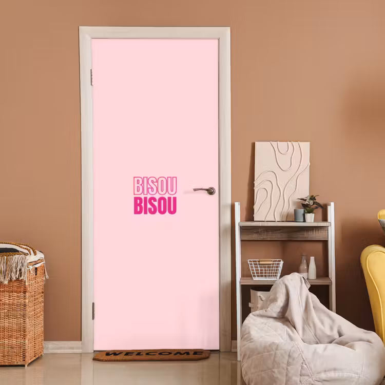 Deursticker - Bisou - Roze - Minimalistisch — 2
