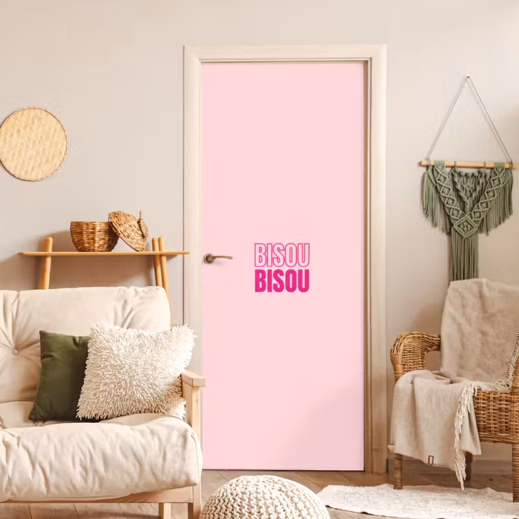 Deursticker - Bisou - Roze - Minimalistisch — 4