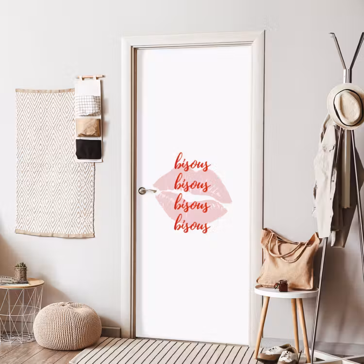 Deursticker - Bisous - Lip - Wit - Rood — 8