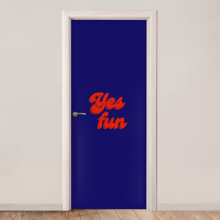 Deursticker - Blauw - Rood - Yes fun - 3D — 1