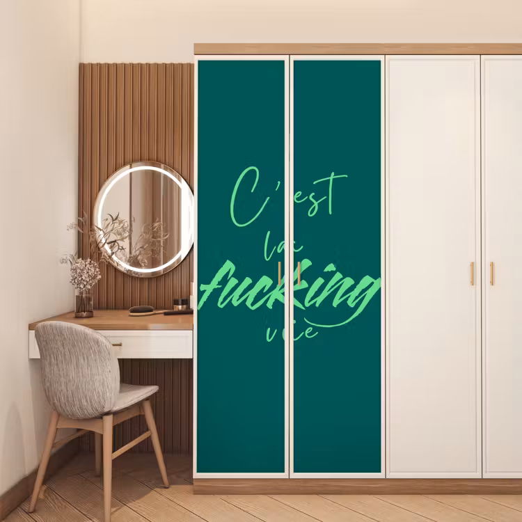 Deursticker - c'est la fucking vie - Groen - Handgeschreven — 5