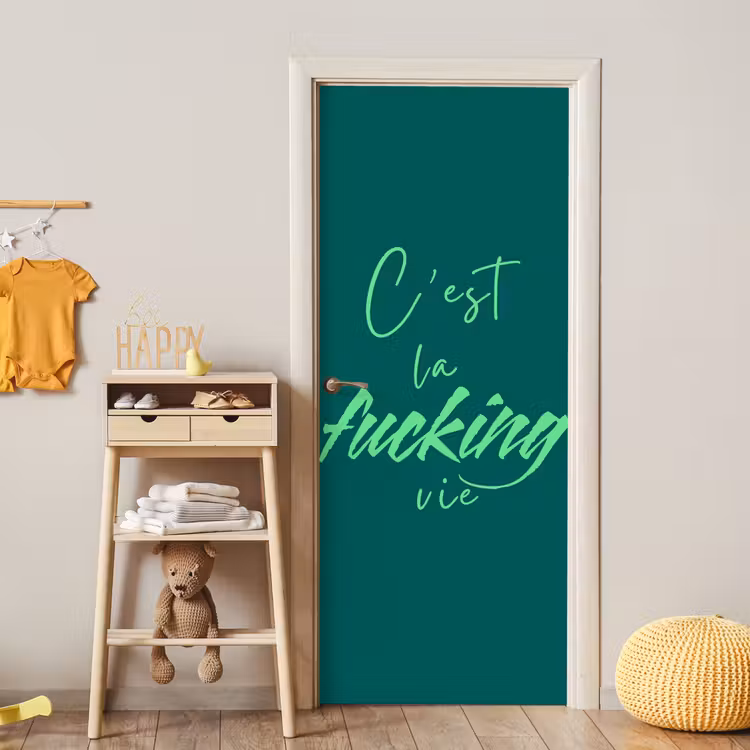 Deursticker - c'est la fucking vie - Groen - Handgeschreven — 6