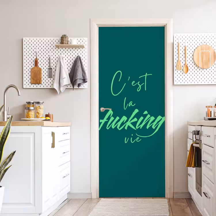 Deursticker - c'est la fucking vie - Groen - Handgeschreven — 7