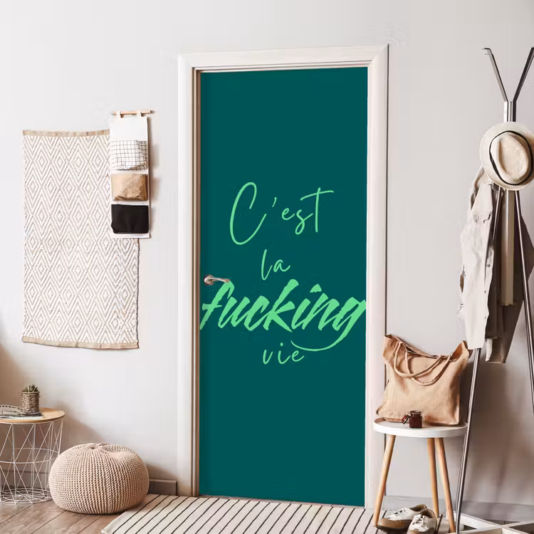 Deursticker - c'est la fucking vie - Groen - Handgeschreven — 8