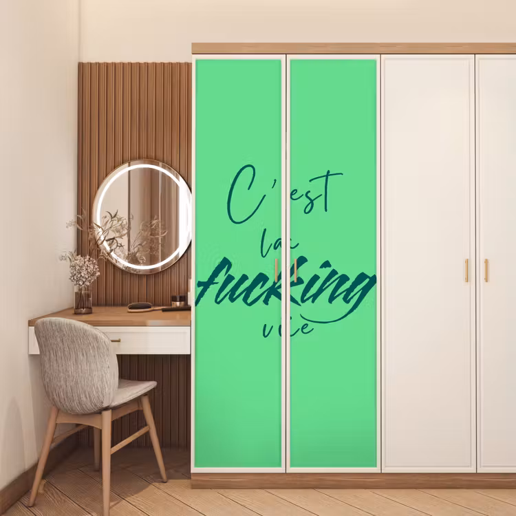 Deursticker - c'est la fucking vie - Groen - Penseelstijl — 5