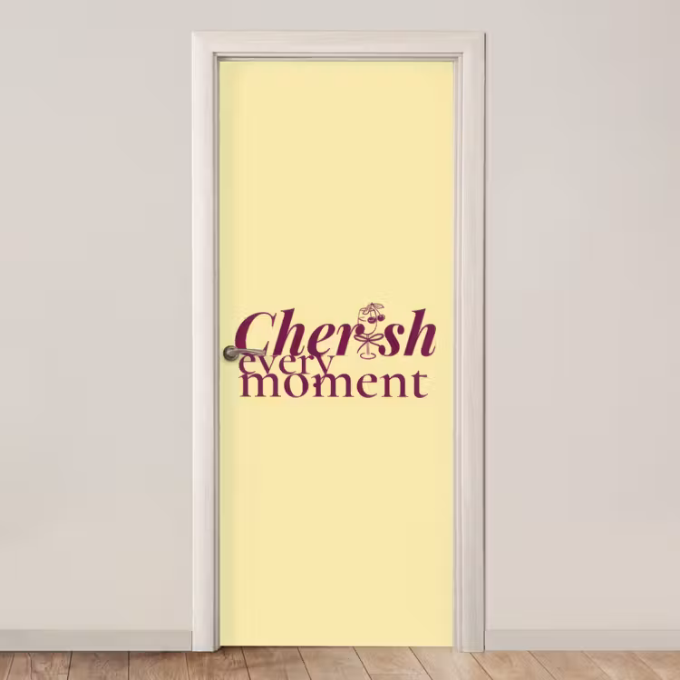 Deursticker - Cherish every moment - Cocktailglas - Geel — 1