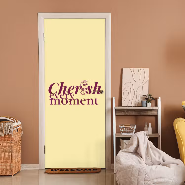 Deursticker - Cherish every moment - Cocktailglas - Geel — 2
