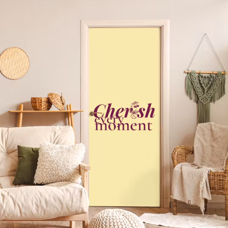 Deursticker - Cherish every moment - Cocktailglas - Geel — 4