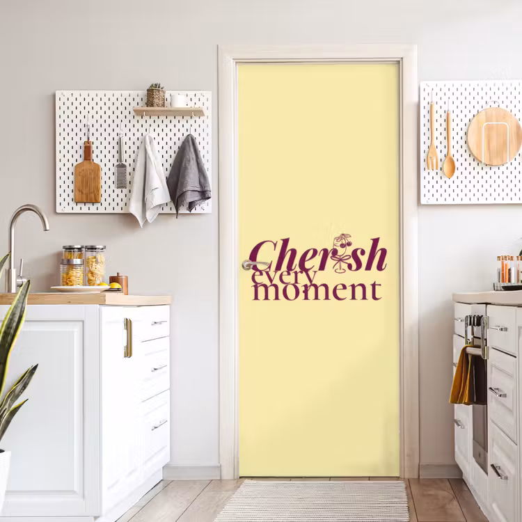 Deursticker - Cherish every moment - Cocktailglas - Geel — 7