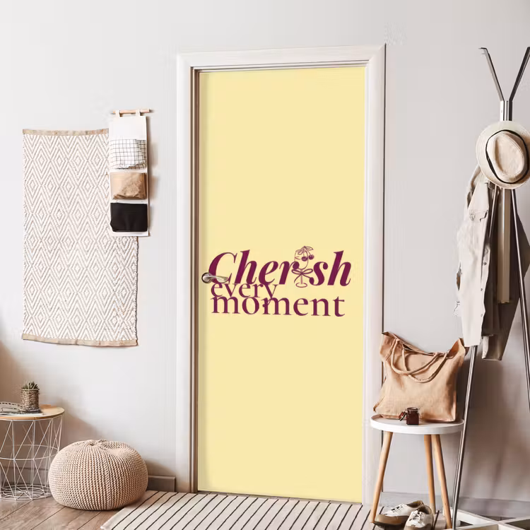 Deursticker - Cherish every moment - Cocktailglas - Geel — 8