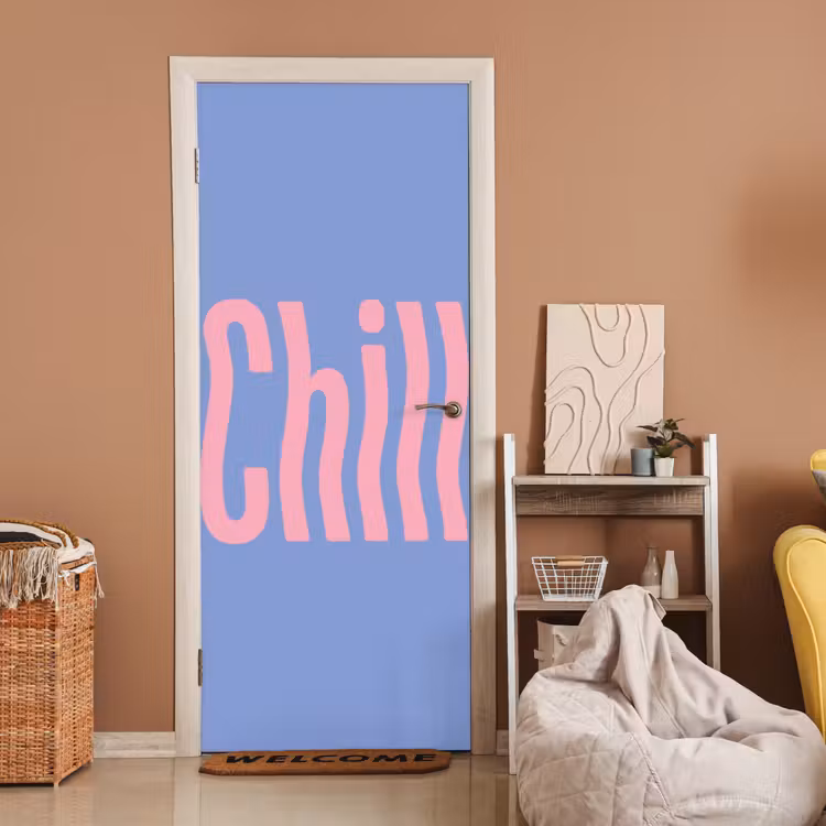 Deursticker - Chill - Roze - Blauw - Golvend — 2