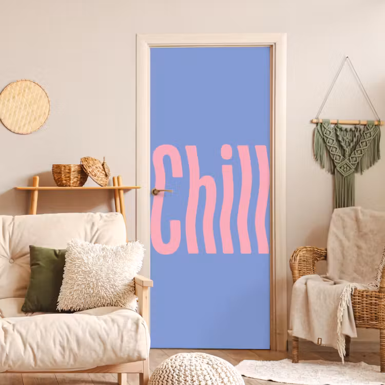Deursticker - Chill - Roze - Blauw - Golvend — 4