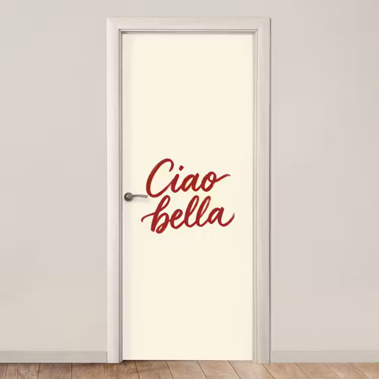 Deursticker - Ciao bella - Rood - Wit - Minimalistisch — 1